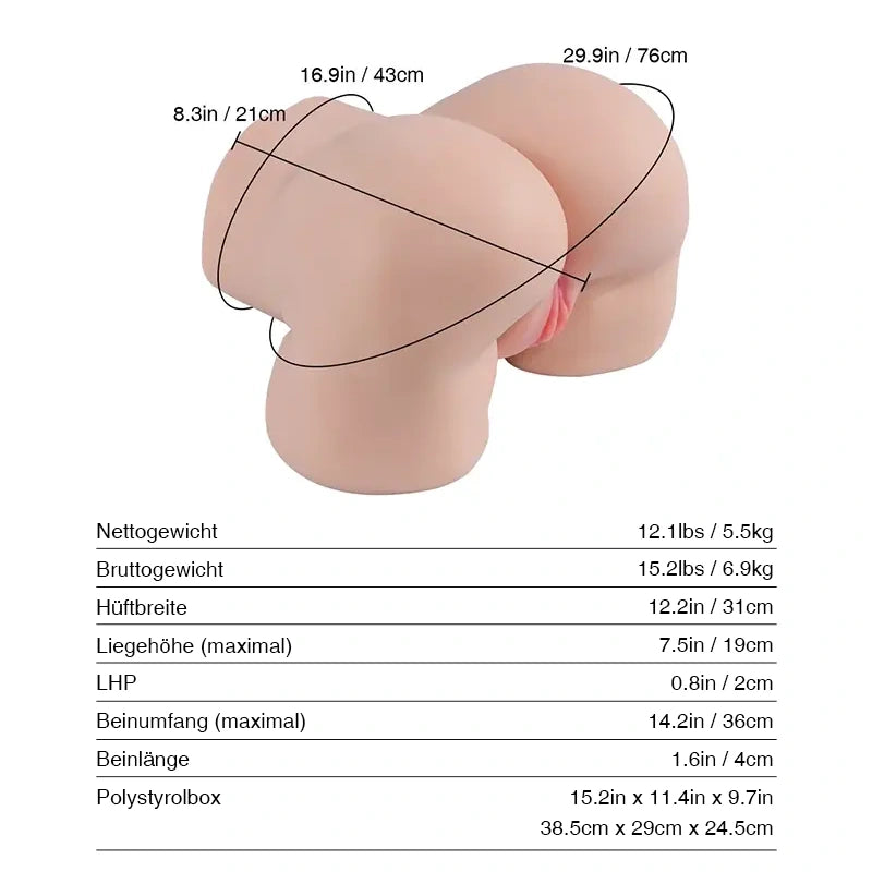 Lena: Realistisch, ultrazacht zakkut-seksspeeltje van 5,5 kg voor mannen